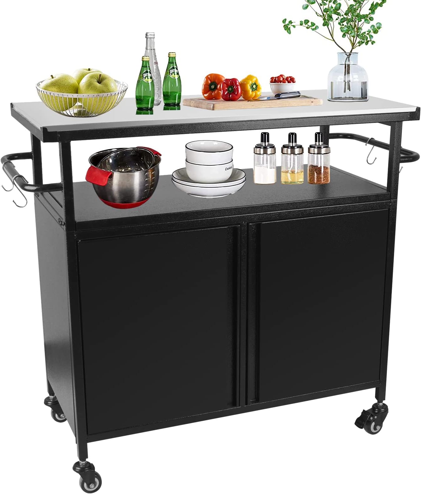 POPMOON Outdoor Grill Cart with Storage,BBQ Movable Food
