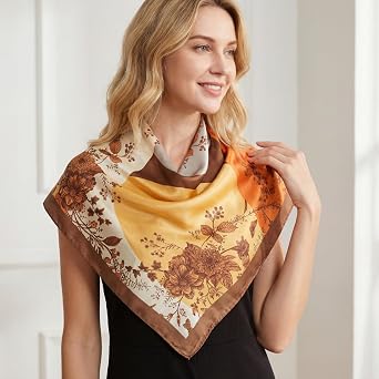 RIIQIICHY Head Scarf for Women Like Silk Scarf Hair Scarf Printed Square Scarf Bandanas for Women 35 Inches
