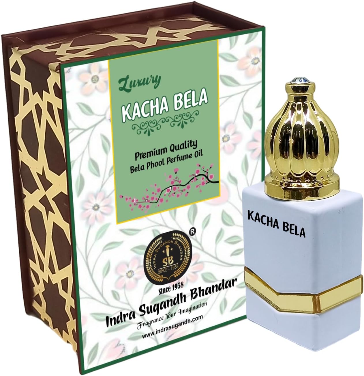 INDRA SUGANDH BHANDAR Luxury Attar For Men|Women Kachha Bela Floral ittar Bela Phool Long Lasting Attar 100% Alcohol Free 12ml Rollon Pack (Premium Gift Box Collection)