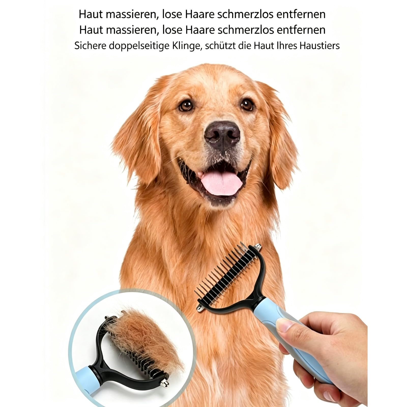 Pet Pro Grooming Tool, Brosse Double Face pour Chiens et Chats Démêler (Blau(S+L)+Rosa(S+L))
