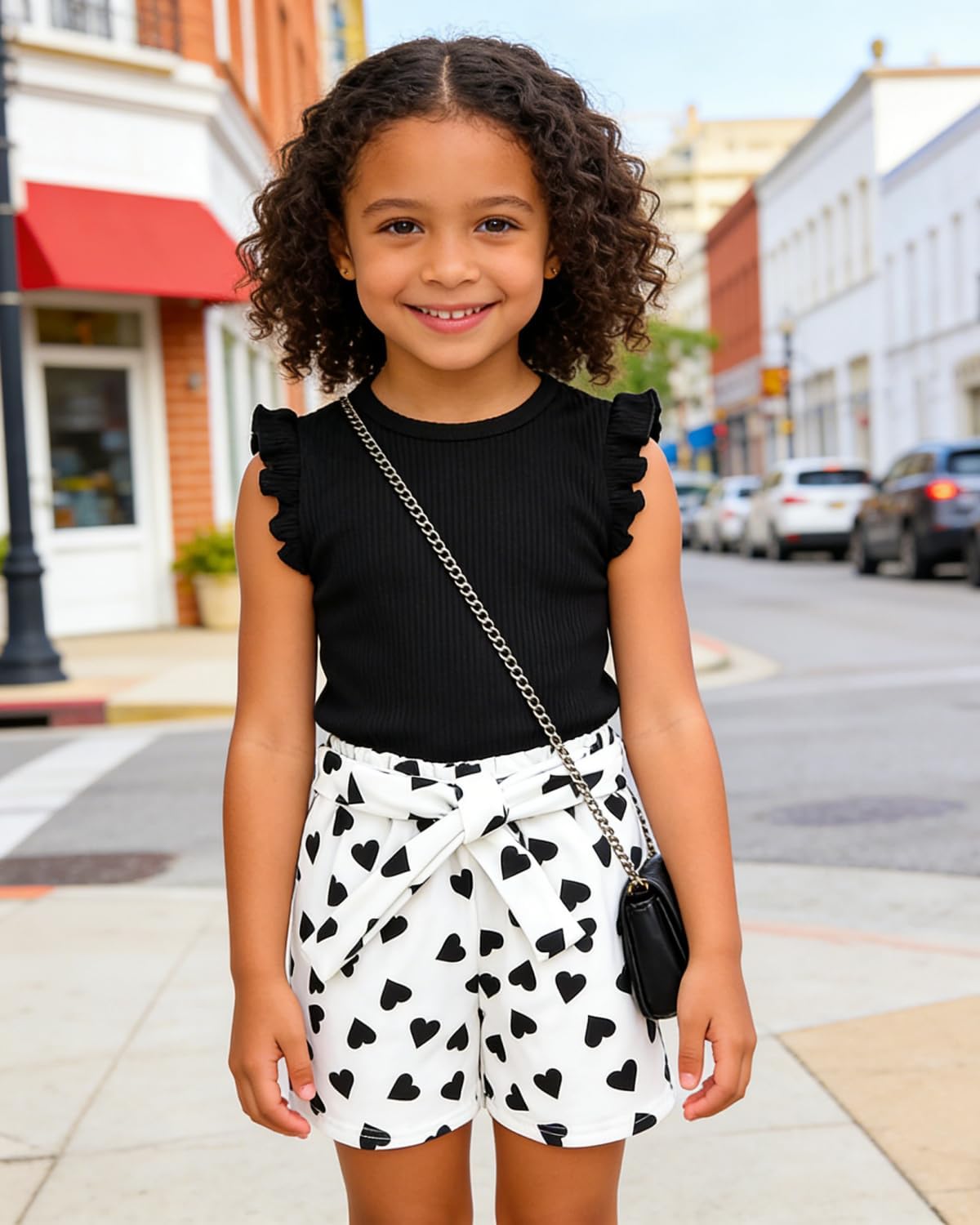 Kids Girl Clothes Heart Print Sleeveless Top and Shorts Baby Girl Summer Outfits Short Set - Image 4