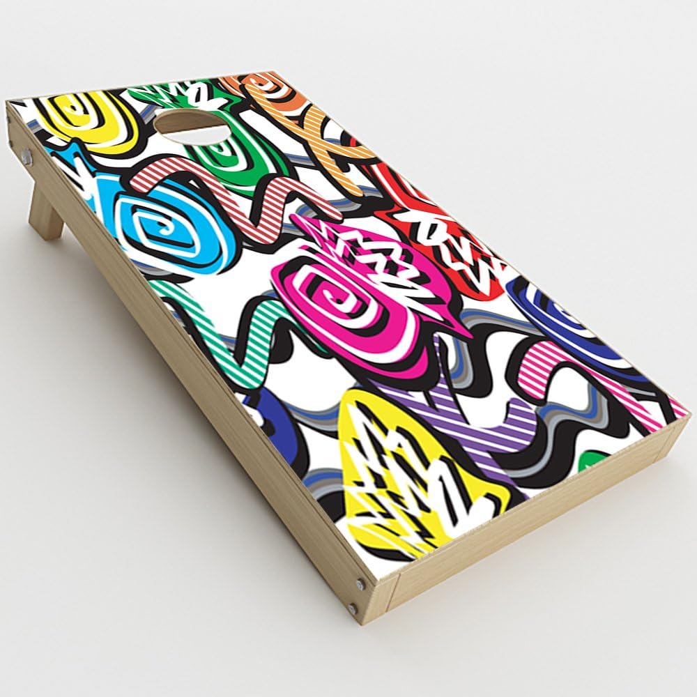 Skin Decal Vinyl Wrap for Cornhole Game Board Bag Toss (2xpcs.) Skins Stickers Cover/Squiggles Swirls pop Art