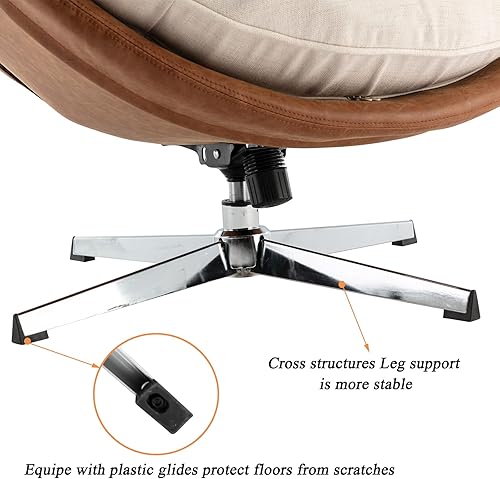 Miniatura 6 de DUOMAY Silla giratoria decorativa, moderna de lino y espuma suave con respaldo alto, cómoda silla mecedora para sala de estar, dormitorio, sala de