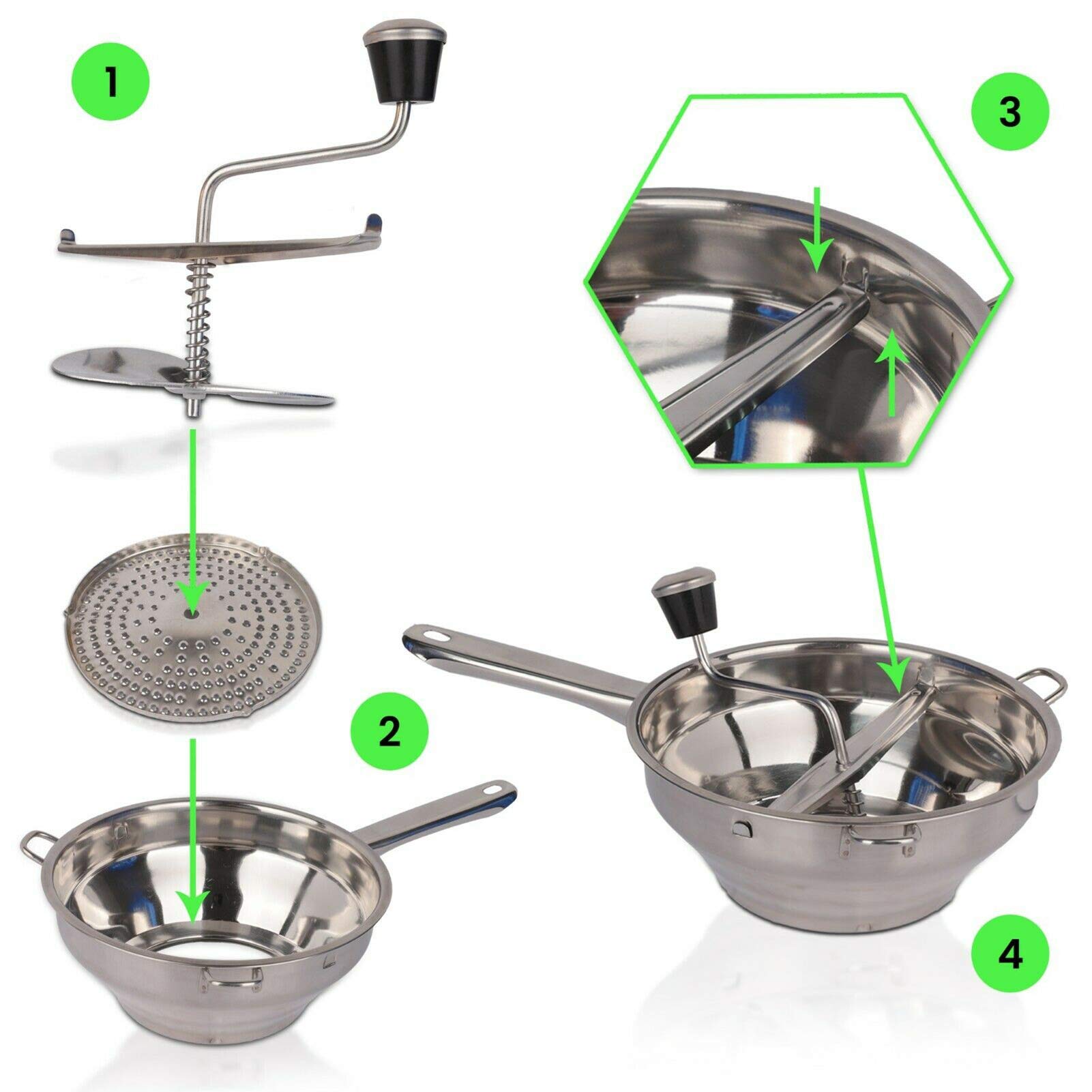 Moulin à aliments en acier inoxydable avec 3 disques de broyage