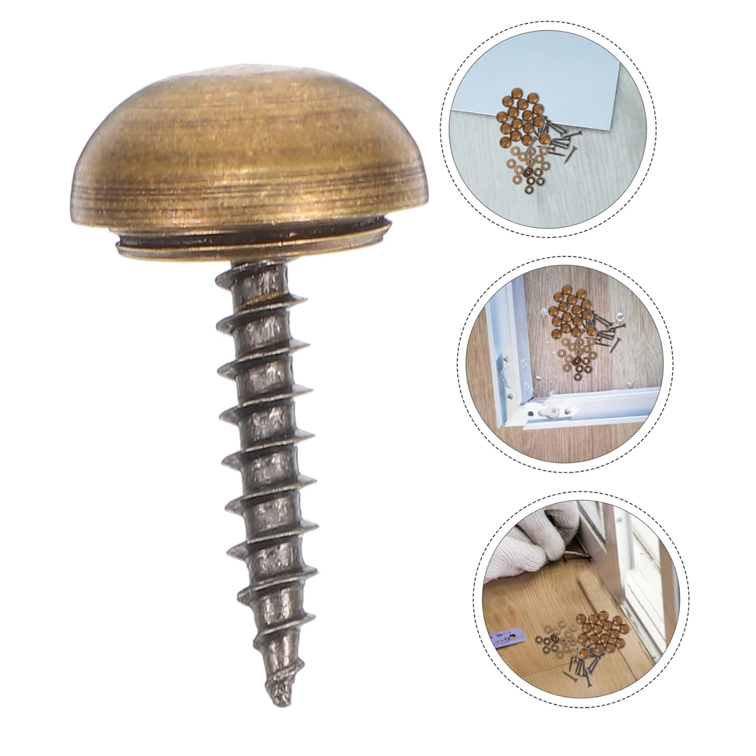 16pcs Copper Screw Nails for Mirrors and Wooden Boards, 15mm