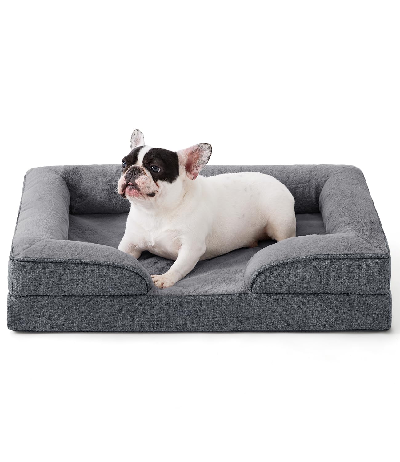 Made4pet Dog Bed Orthopedic, Dog Sofa for Small Dogs Supportive Foam Pet Cushions Bed with Washable Removable Cover, Egg-Crate Foam, Waterproof Lining Bottom, Grey, 30 * 20 * 6.5 Inch