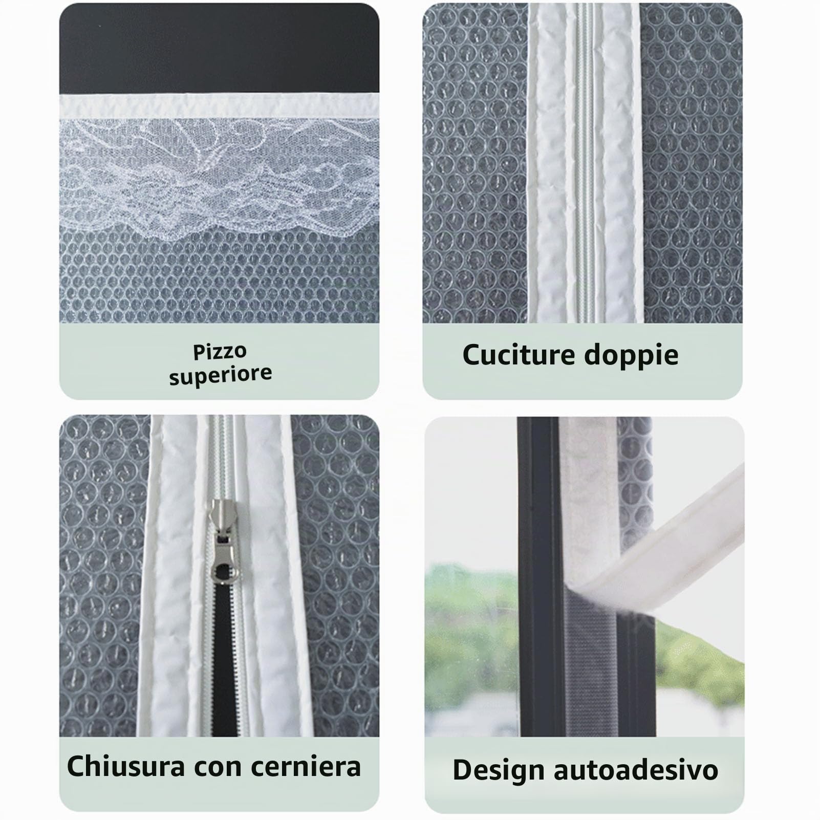 Tende Termiche Isolanti per il Freddo,Kit Isolante per Pellicole Termica per Finestre,Tenda Isolamento Antivento,Tende Oscuranti Protezione della Privacy,Riutilizzabile (W200xH240cm/79x94in)