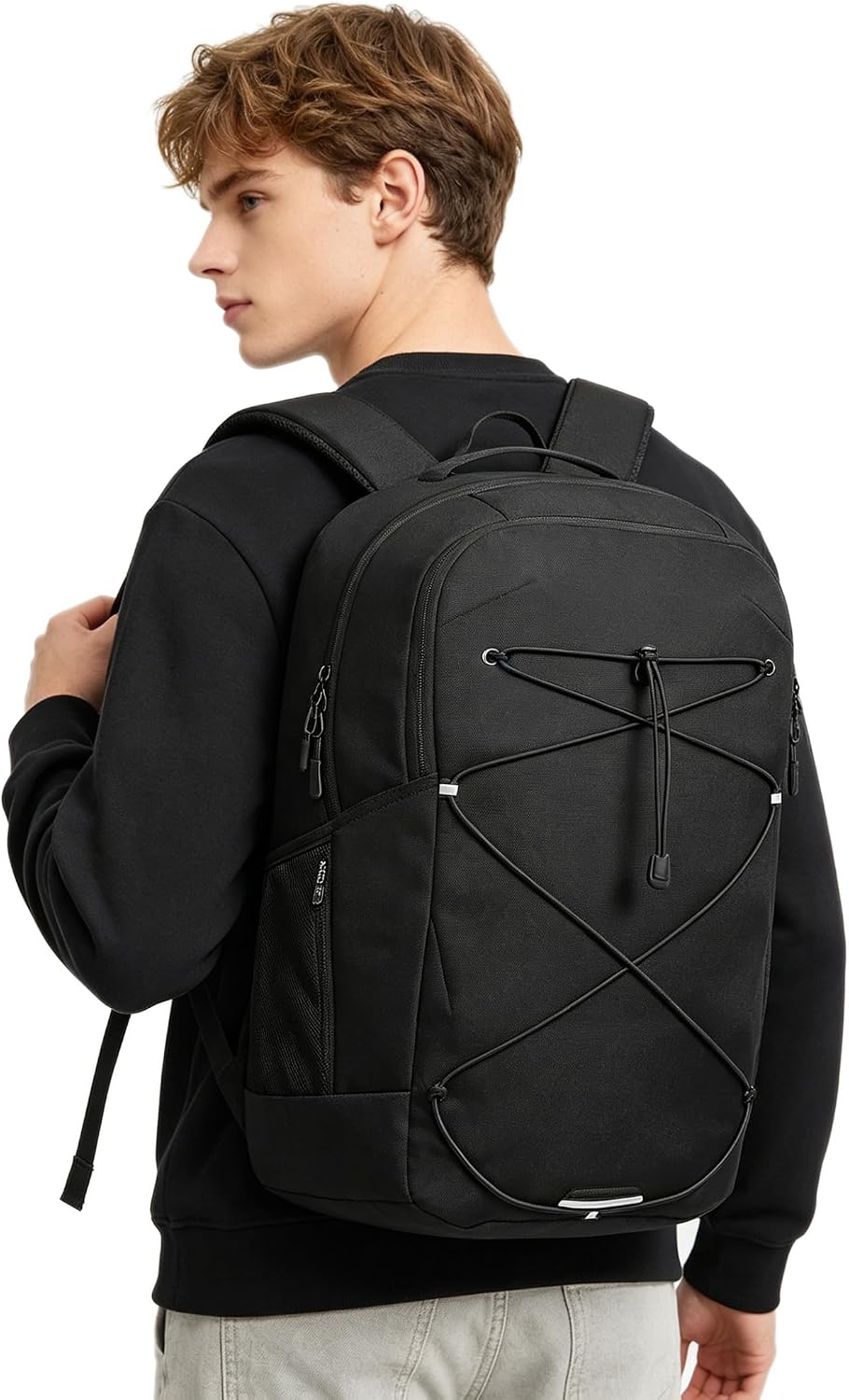 KEOFID Casual Backpack for Men and Women, Hiking Backpack for Travel, Black Daypacks for Sports, College, Water Resistant(Black)