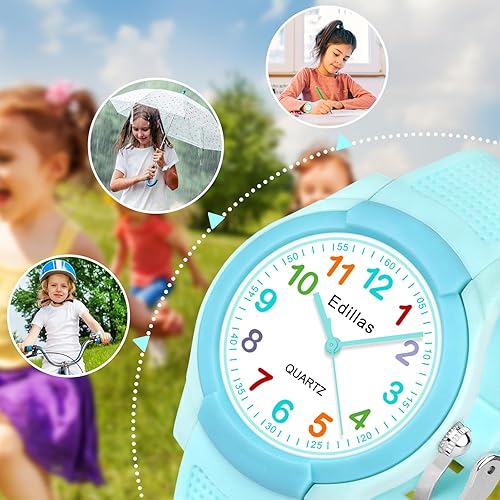 Miniatura 6 de Edillas Reloj Analógico para Niños y Niñas, Reloj de Pulsera Resistente al Agua para Aprender la Hora, Fácil de Leer para Niños