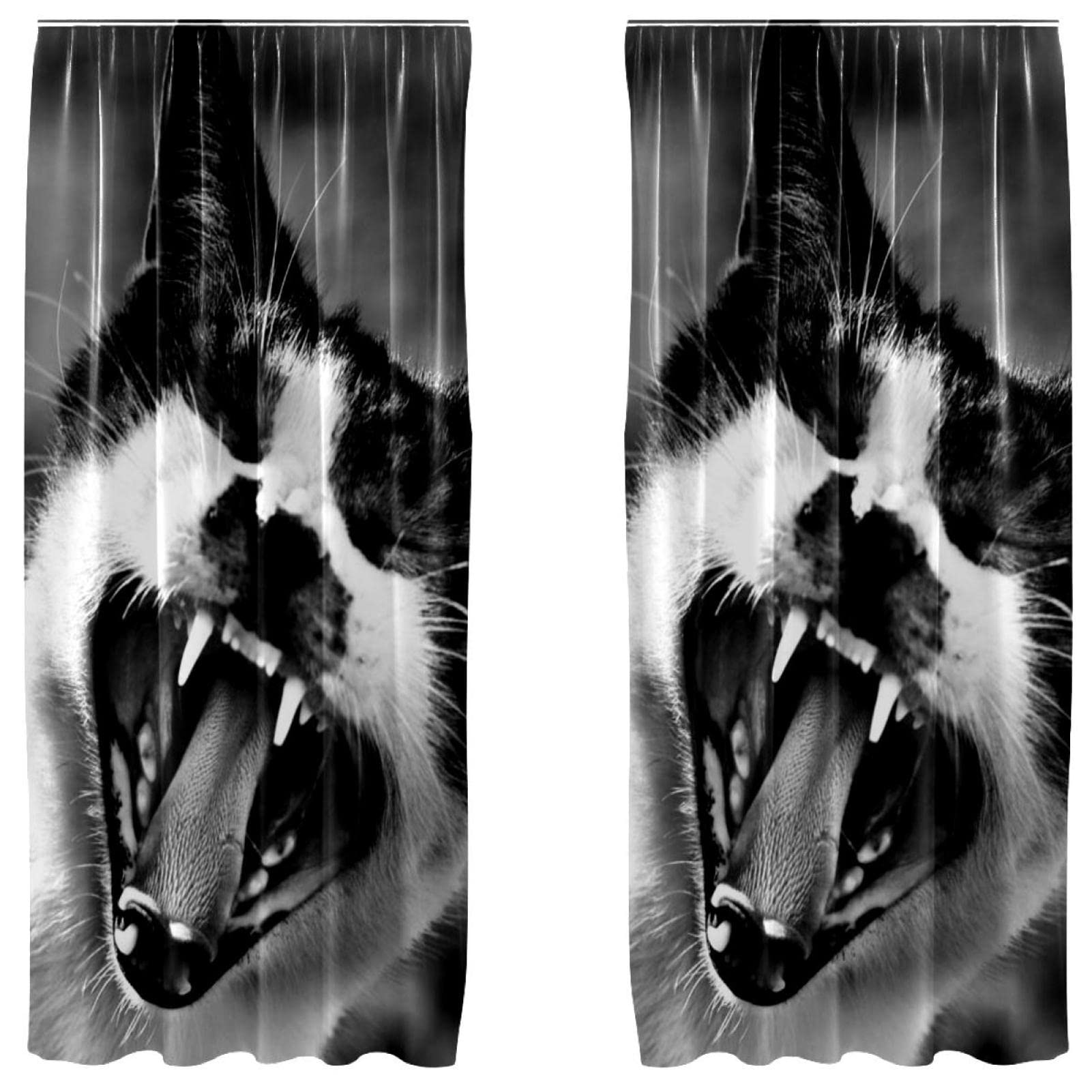 Habillage de fenêtre 2 panneaux chat gris 139,7x213,4 cm
