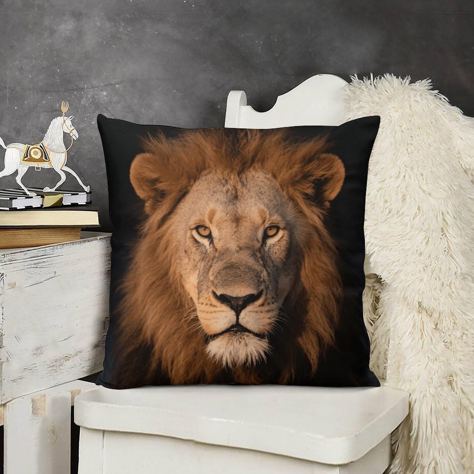 FodPand Boho Farmhouse Lion Family with Cubs Pillow Covers with Hidden Zipper 20x20 Soft Plush Cushion Cover Decorative Throw Pillow Cases for Couch Bed Sofa Living Room Indoor Outdoor Home Decor