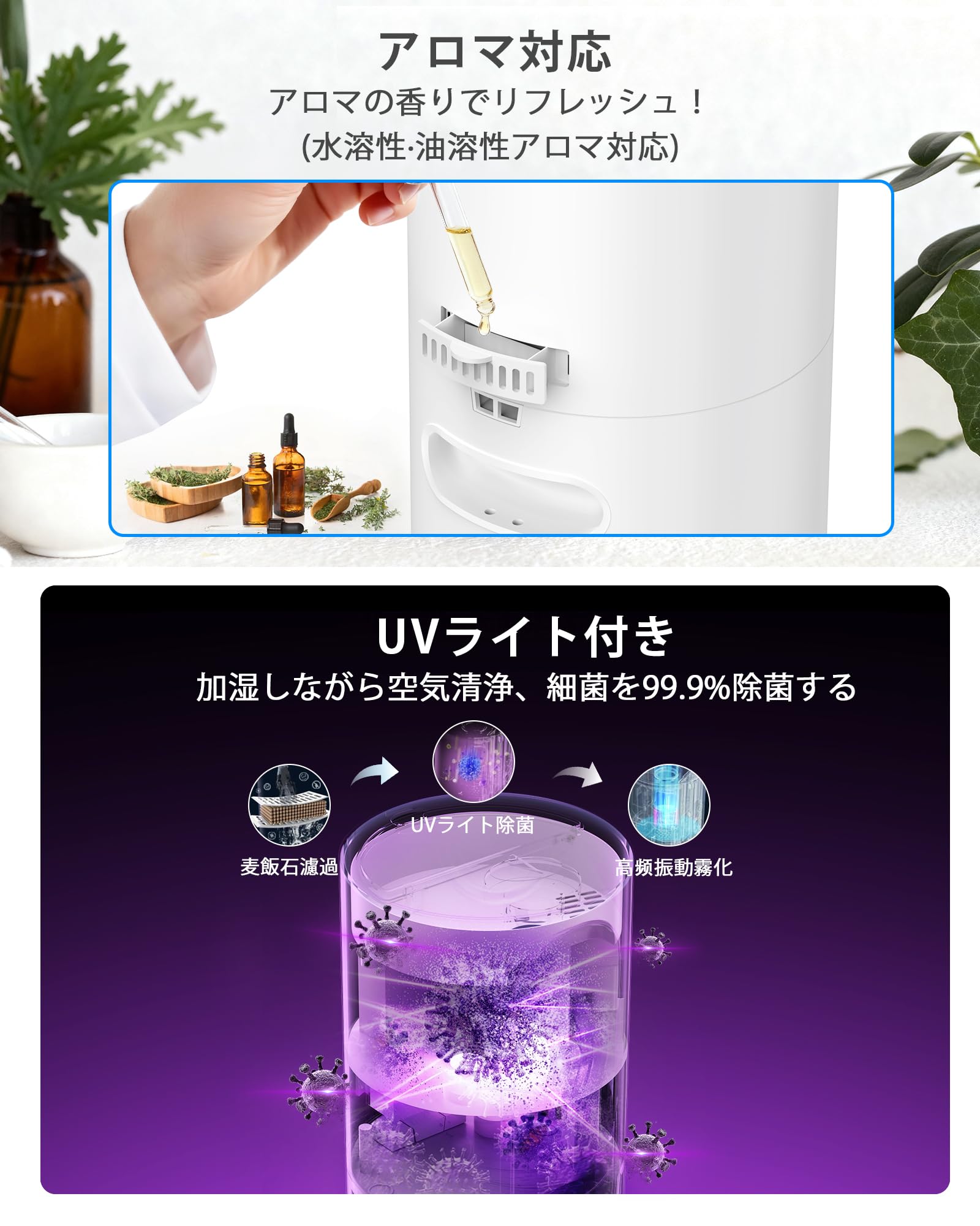 Amazon.co.jp: 【Amazon 限定ブランド】加湿器 大容量 8L 超音波式