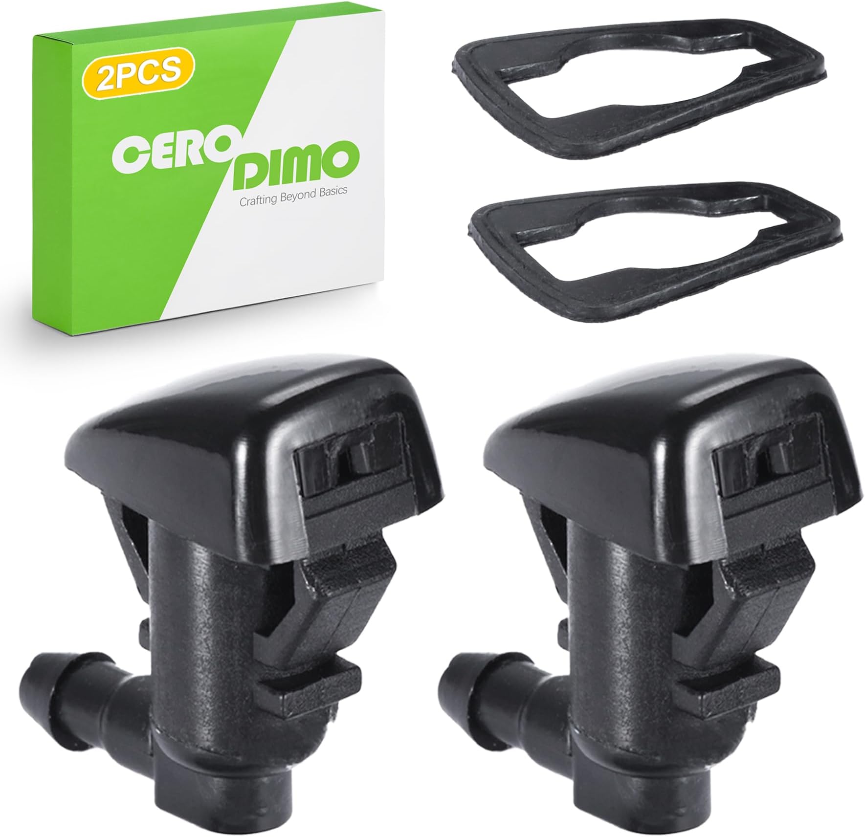 2PCS Windshield Washer Nozzle Kit – Universal Front Windshield Sprayer Replacement for Jeep Grand Cherokee (2005-2023), Chevy Malibu (2005-2013), Pontiac G6