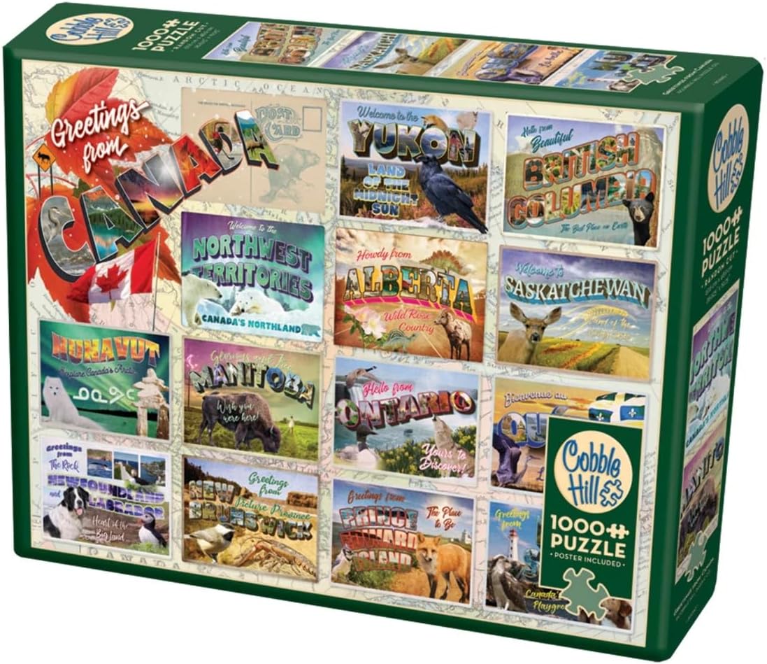Cobble Hill 1000 Piece Puzzle - Greetings from Canada - Sample Poster Included