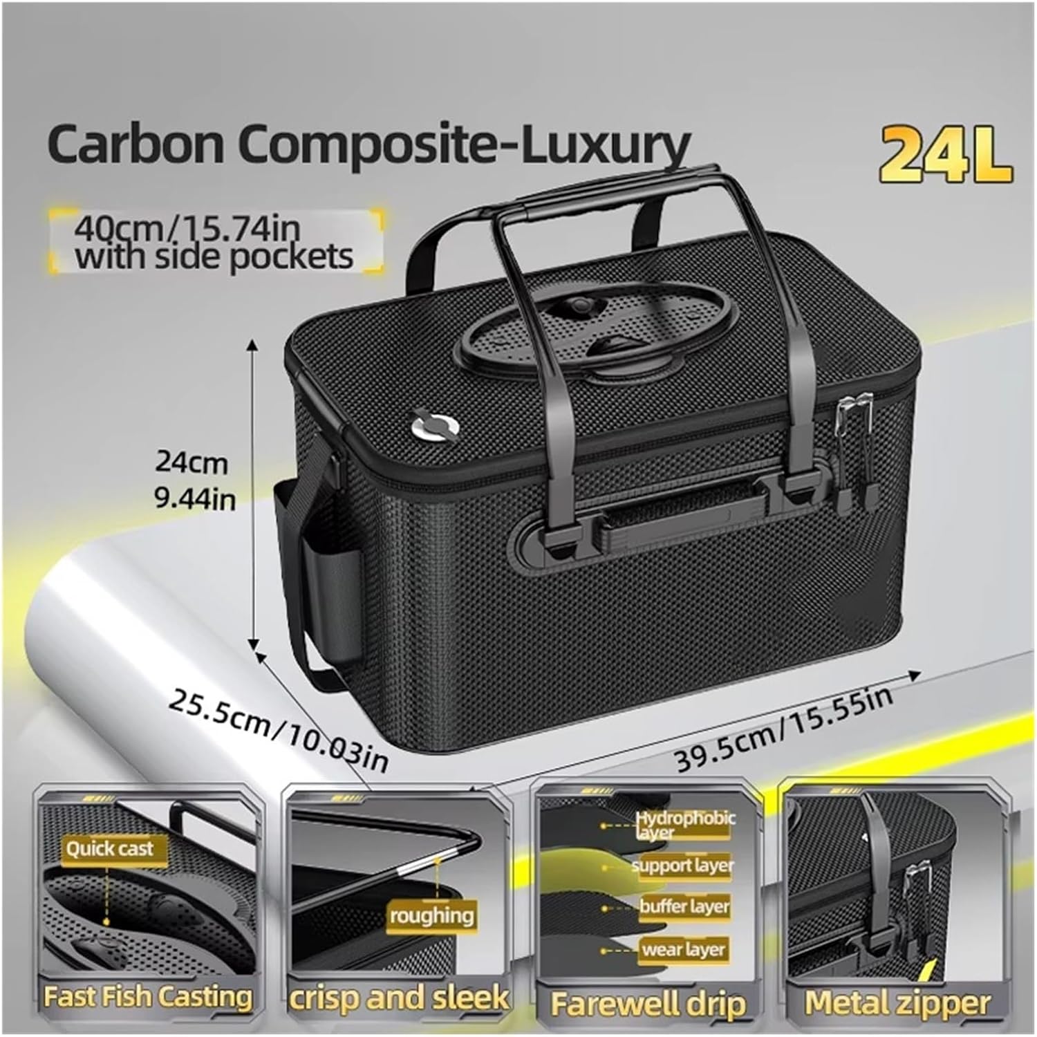 Large Capacity Fishing Container Portable Foldable Live Fish Bucket Thickened for Angling