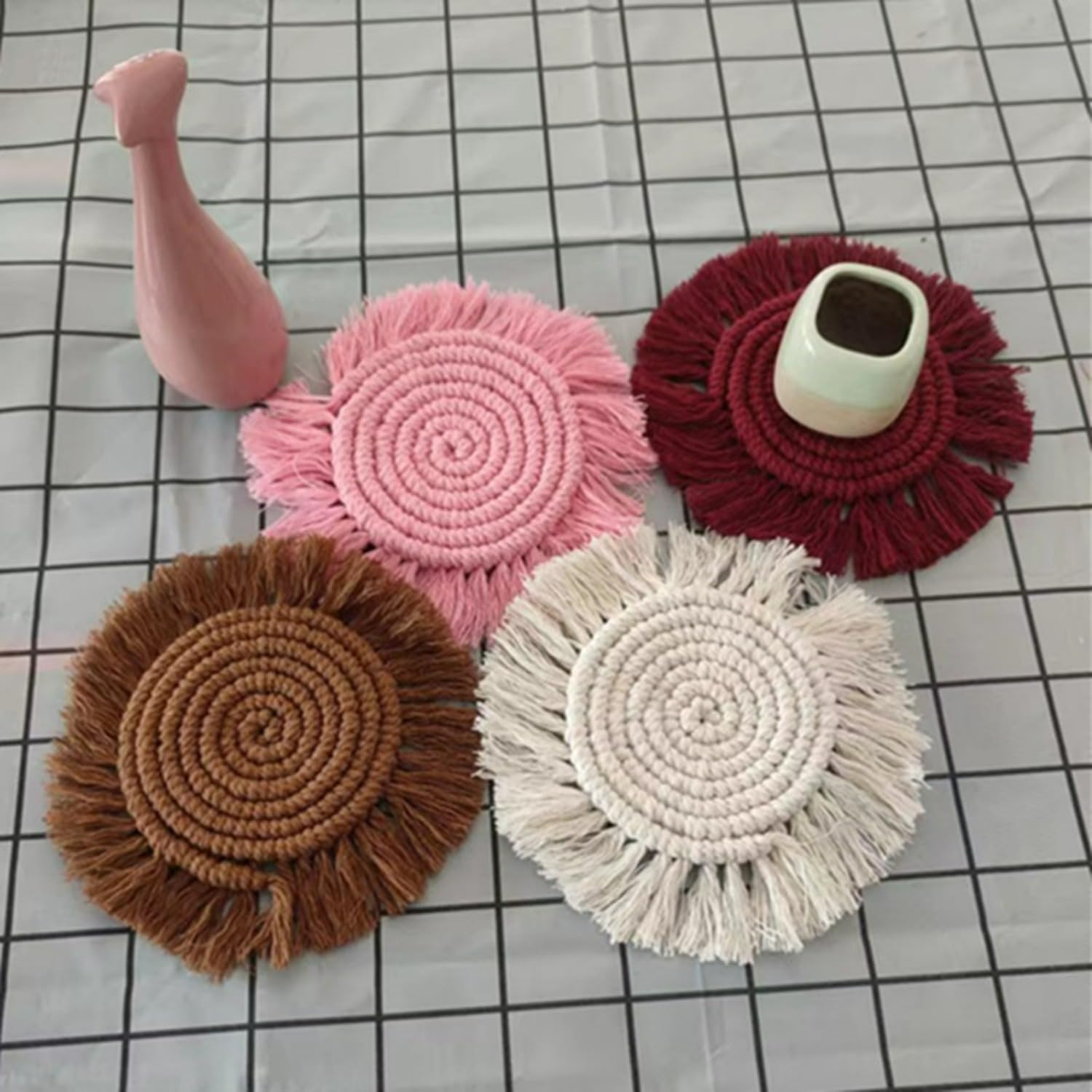 Style rustique bohème avec ce lot de dessous de verre pour le salon