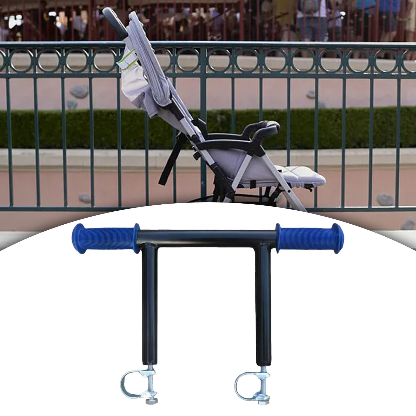 Poignée Extension Barre Universelle pour Landau Barre d'Appui Extensible Remplaçable Poignée Rechange Ergonomique Métal et PP Installation, Bleu 28mm