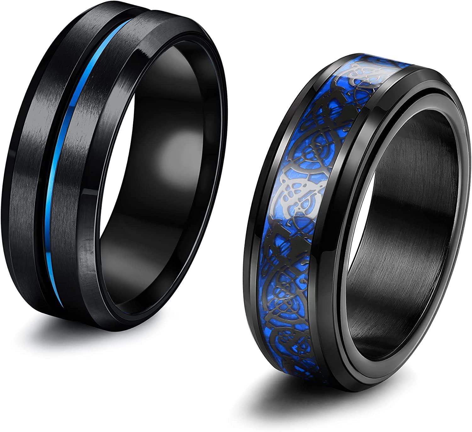 MEENAZ Rings for Men Combo Boys Boyfriend gents friends Blue Ring for Boys 2 Dragon Black Chain Stainless Steel finger Rings Stylish Birthday Gift Anniversary Husband Valentine Gifts Fashion 113 (B0BSNLHK8K) Amazon Price History, Amazon Price Tracker