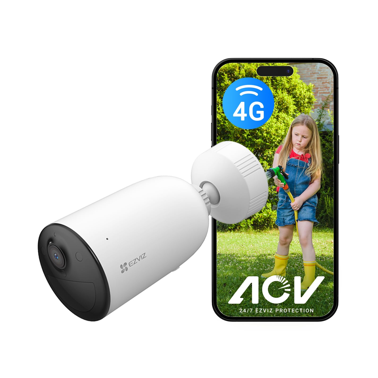 EZVIZ 4G Camara Vigilancia Exterior Sin WiFi con Batería Recargable 5200mAh, 2K AOV Modo, Detección de Persona/Vehículo, Visión Nocturna en Color, Audio Bidireccional, Defensa Activa, CB3 (NO SIM)