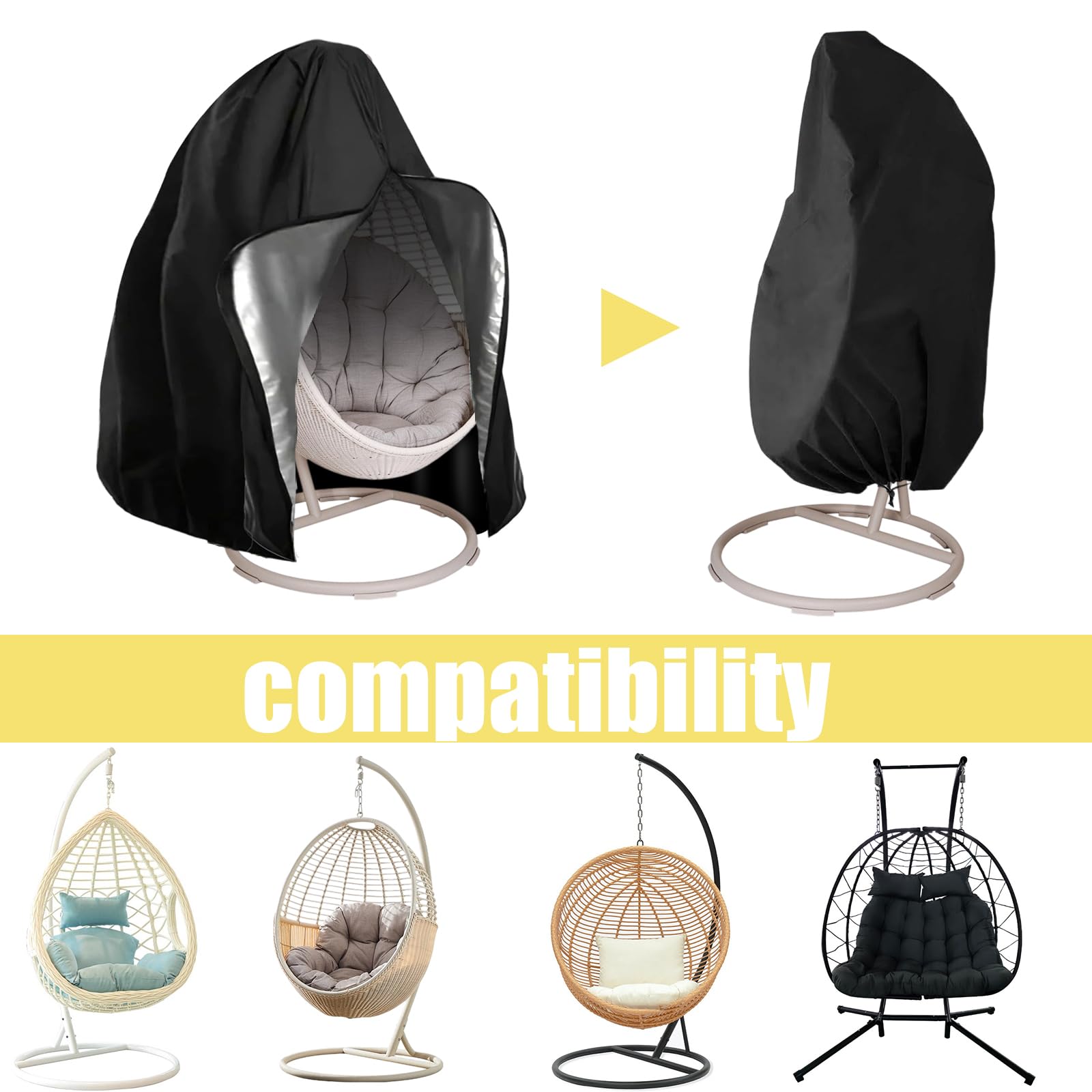 Housse de Chaise Suspendue Imperméable 210D Oxford 230 x 200 cm Protection Extérieur
