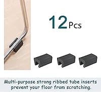 Vista 5 de uxcell Pies de muebles de plástico en forma de rectángulo antideslizante patas de silla Punta 12pcs Negro