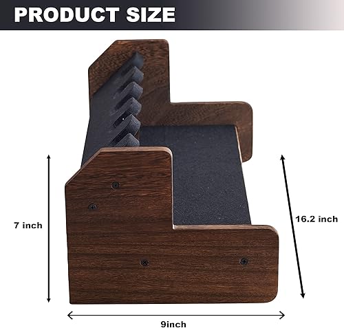 Miniatura 2 de THE HAWK HAUS Estante para pistolaspistolas para 6  Organizador de almacenamiento rústico de madera pura marrón oscuro para revólveres pistolas y