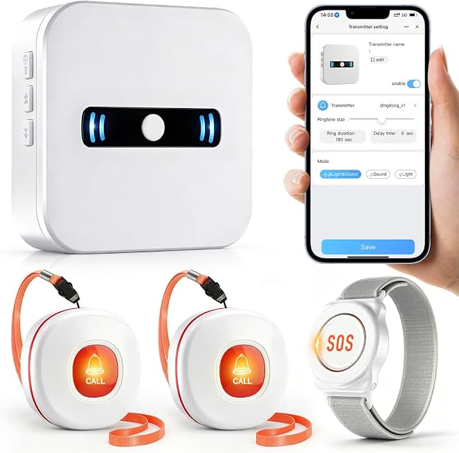 Daytech Wi-Fi Wireless Caregiver Call Button with App Alert