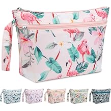 Flat Makeup Bag for Women Zipper Toiletry Travel Bag Floral Cosmetic Pouch