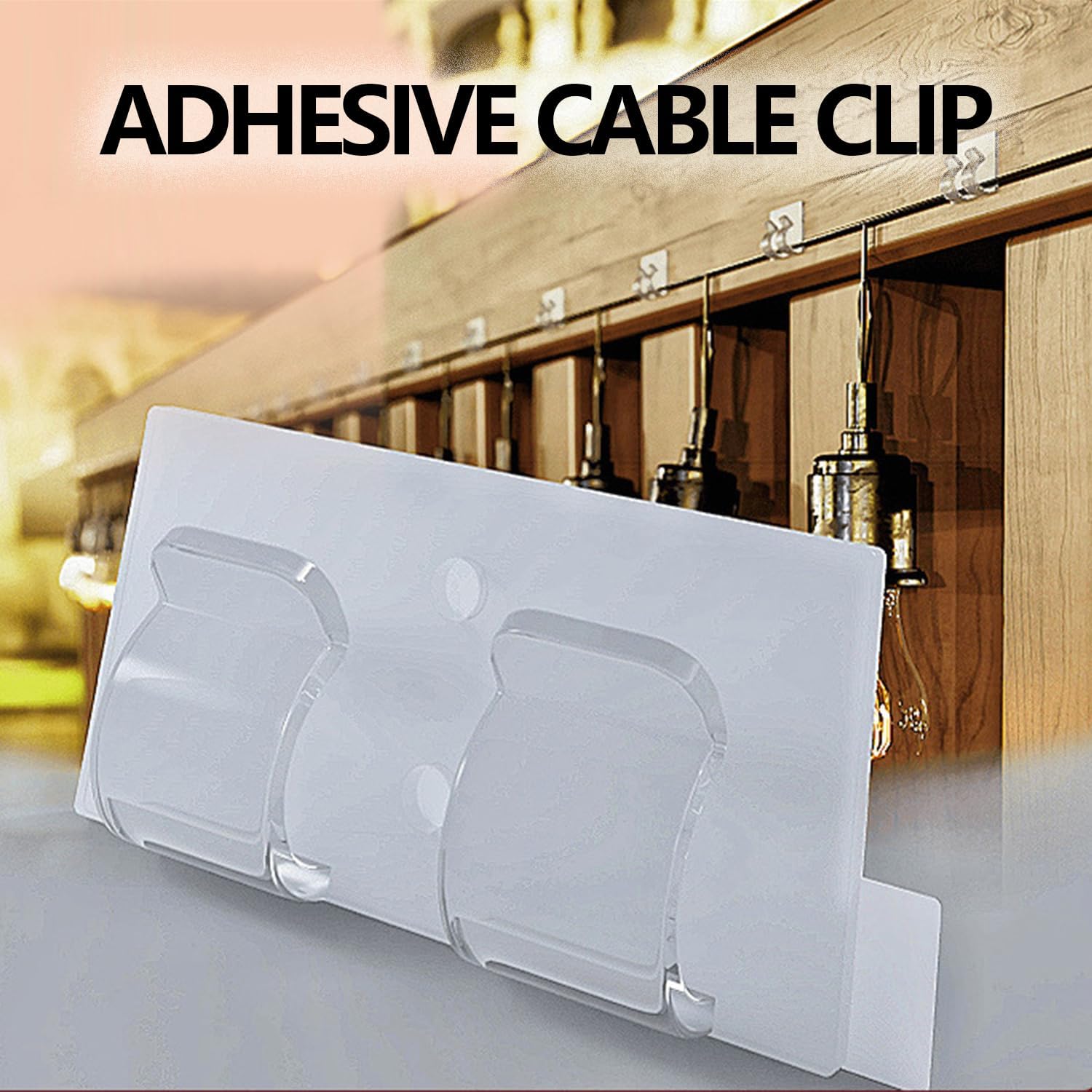 30-Piece Outdoor String Light Hooks with Adhesive Strips – Clear Cord Holders for Patio, Deck & Fence Lighting – Removable No-Damage Mounting