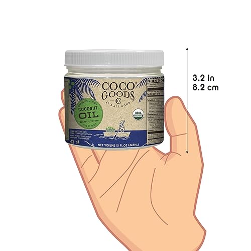 Miniatura 7 de CocoGoodsCo Aceite de coco virgen orgánico de origen único, prensado en frío, sin gluten, sin OMG, sin colesterol (15 onzas líquidas)