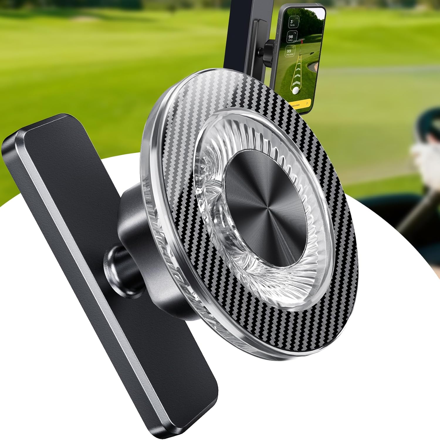GBEAST Magnetic Golf Cart Phone Holder Compatible with MagSafe for iPhone 12-17 Series, 360° Rotation Golf Accessories for Men Women, N52 Magnets Phone Mount For EZGO/Club Car/Yamaha, Gifts for Golfer