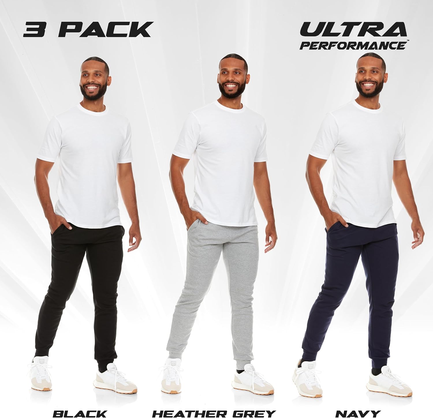 Ultra Performance 3 Pack Mens Lightweight Joggers for Men Casual Lounge Jogger Sweatpants with Pockets (SM - 4X) - Image 2