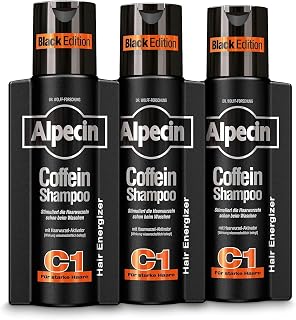 Alpecin Coffein Shampoo C1 Black Edition - 3 x 250 ml - with New Fragrance | Natural Hair Growth for Men | Energy for Strong Hair | Hair Care for Men - Made in Germany