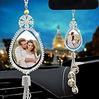 Vista 14 de Accesorios de coche colgantes de cristal con foto personalizada para mujeres y hombres, imágenes personalizadas para espejo retrovisor