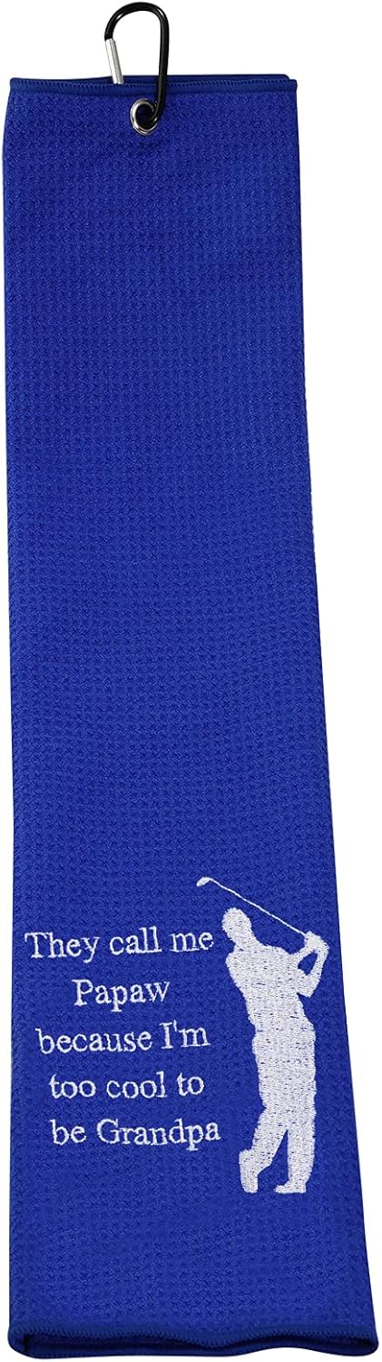 review LEVLO Dad Golf Towel Embroidered Golf Towel Gift Golf Father Gift They Call Me Poppy/Grampy/Papa/ Papaw/Pops/Bumpa Golf Towel with Clip (They Call Me Papaw)