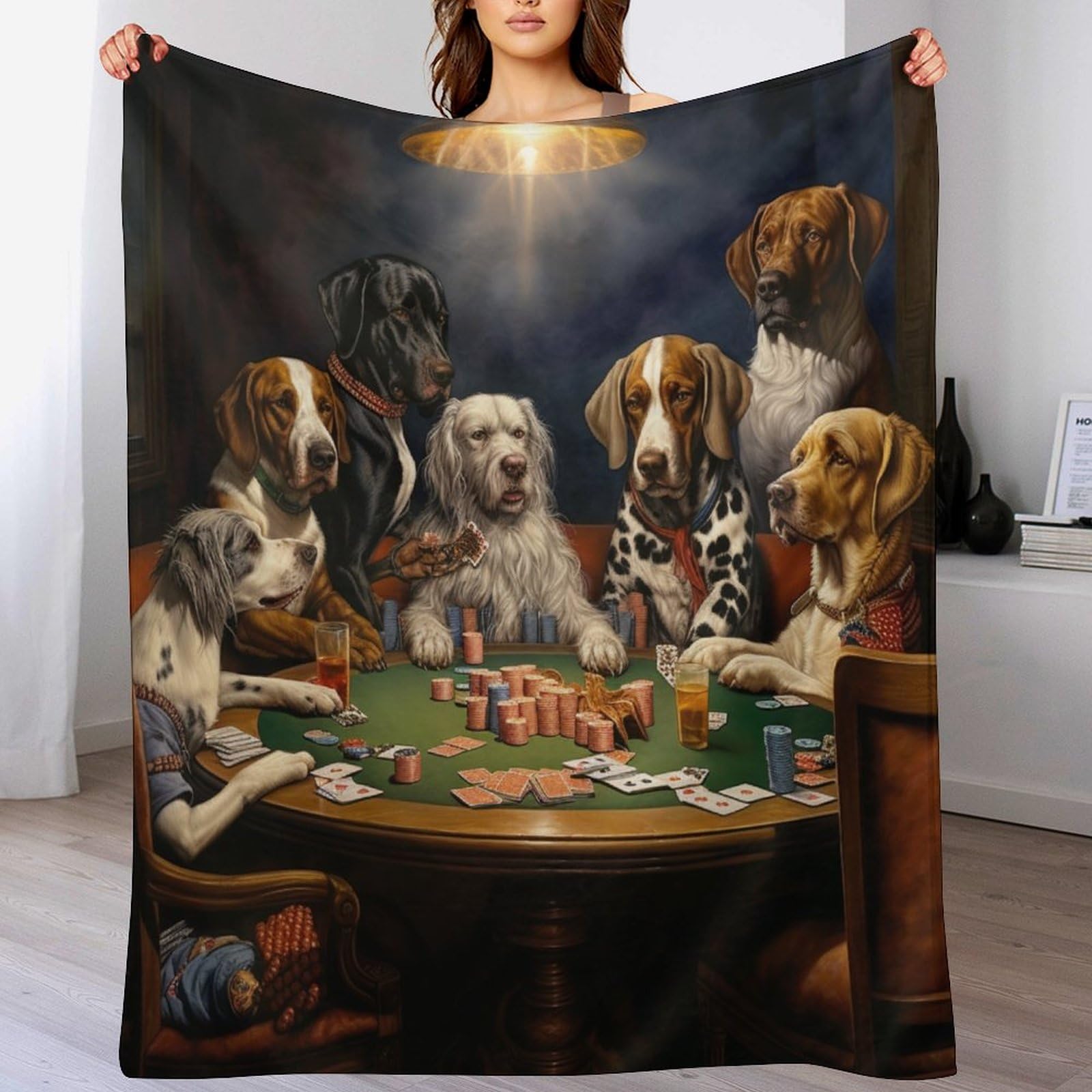 Couverture luxe motif chien en polaire douce pour linge de lit haut de gamme