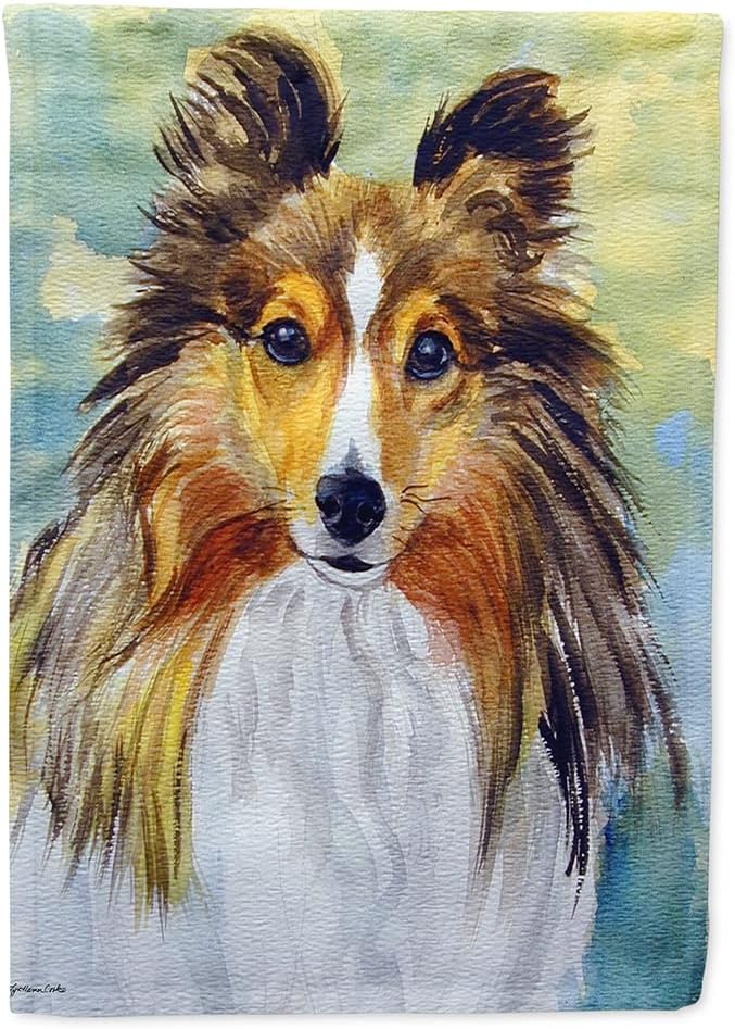 Caroline's Treasures 7397CHF Sheltie Toby House Flag Large Porch Sleeve Pole Decorative Outside Yard Banner Artwork Wall Hanging, Polyester, House Size, Multicolor