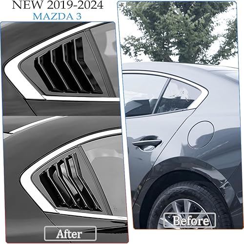Miniatura 3 de 2 persianas para ventana lateral trasera, para Mazda 3, sedán, 2019, 2020, 2021, 2022, 2023, 2024, ABS, accesorios deportivos de color negro