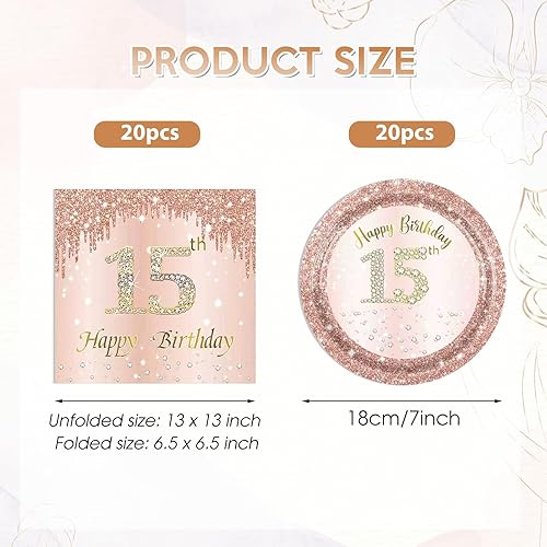 Miniatura 8 de Juego de 40 platos y servilletas de 40 cumpleaños para mujeres, juego de vajilla desechable para fiesta de 40 años de edad para decoración de 40º