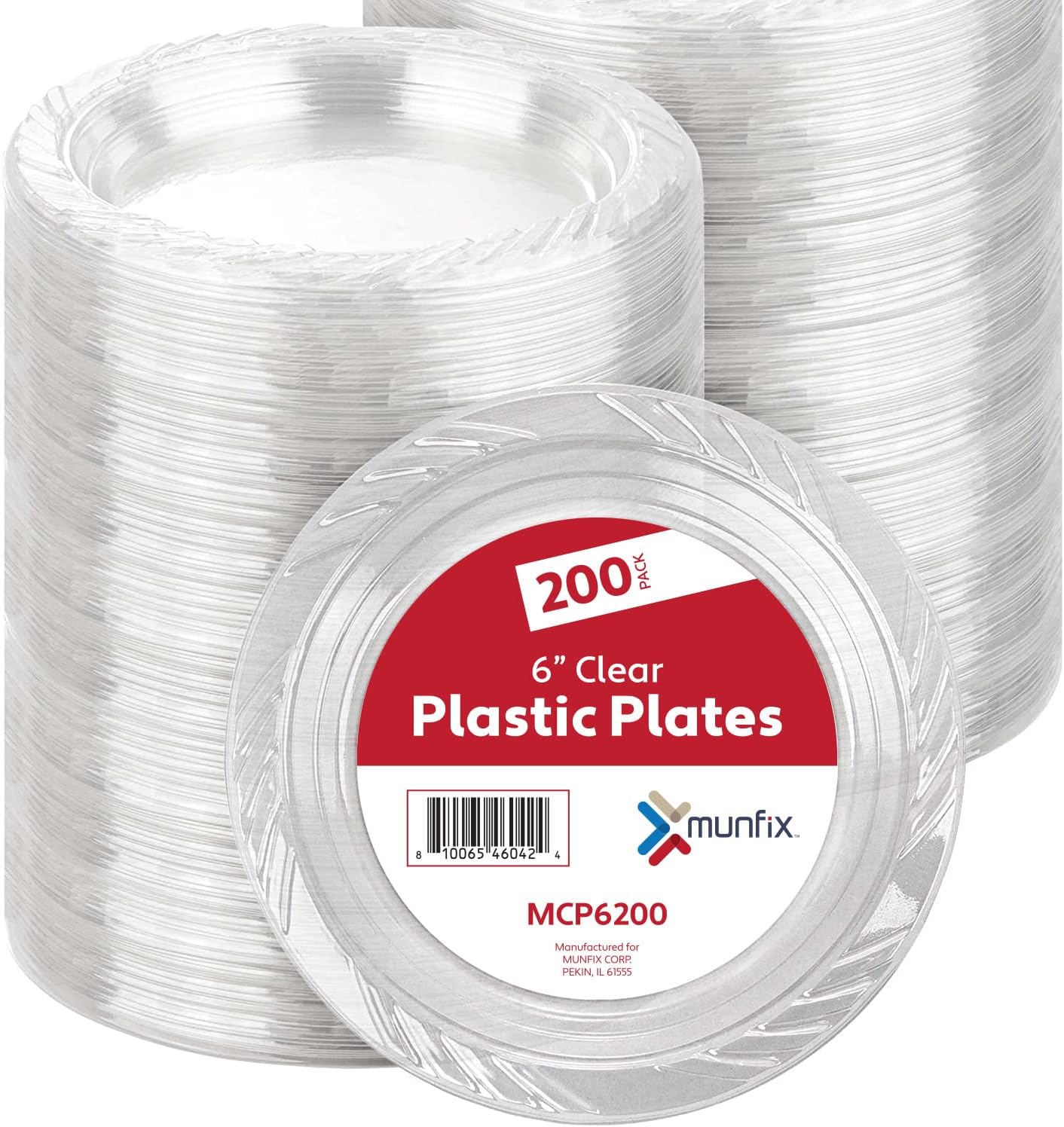 Buy Munfix 6 Inch Clear Plastic Plates 200 Bulk Pack Disposable