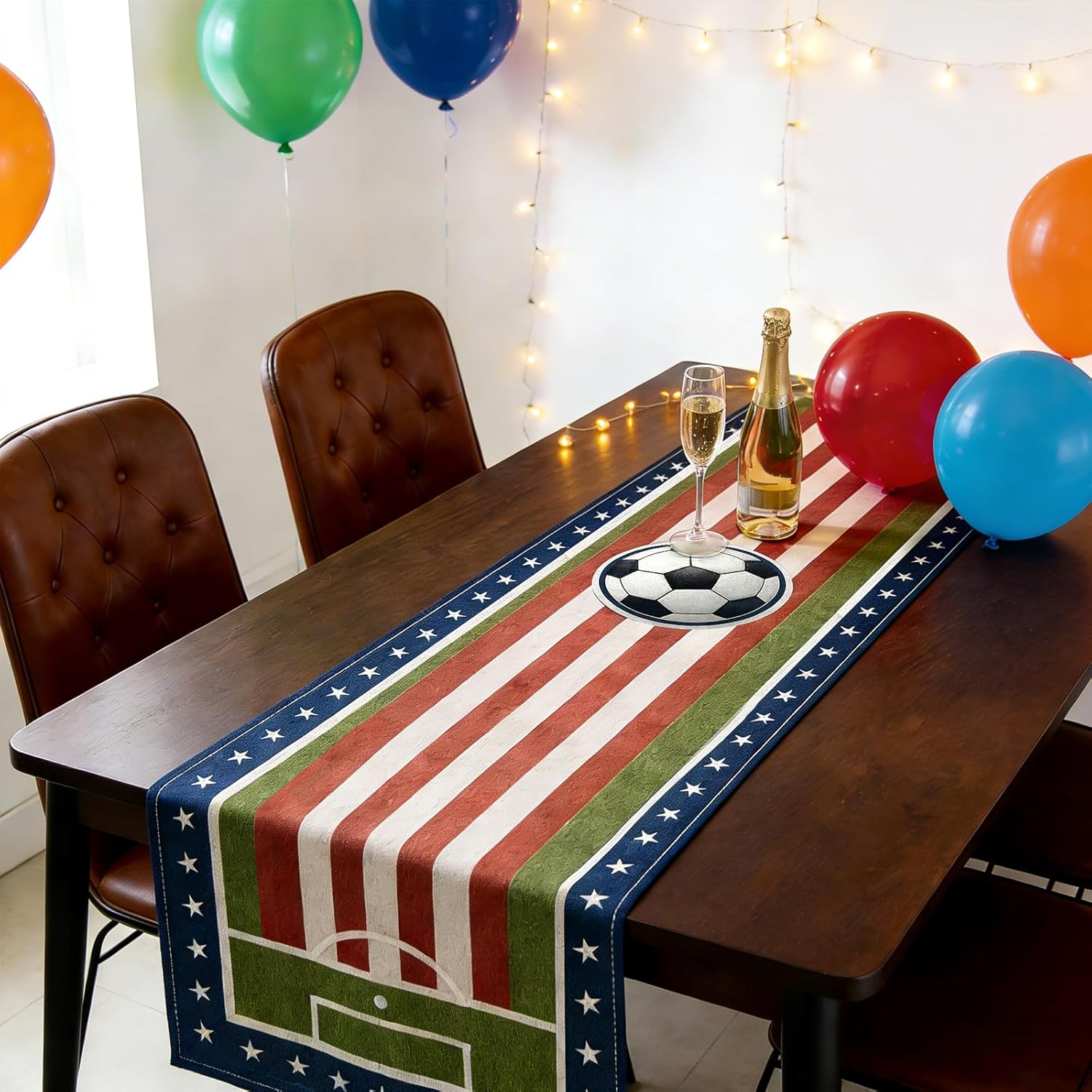 Soccer Table Runner, World Cup Soccer Party Decorations, Table Runner for Dining & Kitchen, Home Decor with Soccer Field Pattern (70.87"×11.81") - Image 6
