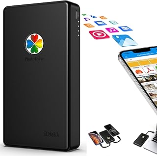 iDiskk Mfi Certified 1TB External Hard Drive for iPhone & iPad (All Models) Android Mobile,MacBook and Windows PC, Photo Storage Photo Stick Drive to Bacukp Photos/Videos,Files,Photo Backup Storage