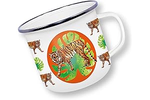 Tiger Enamelware Nature Collection Travel Mug by Deluxebase