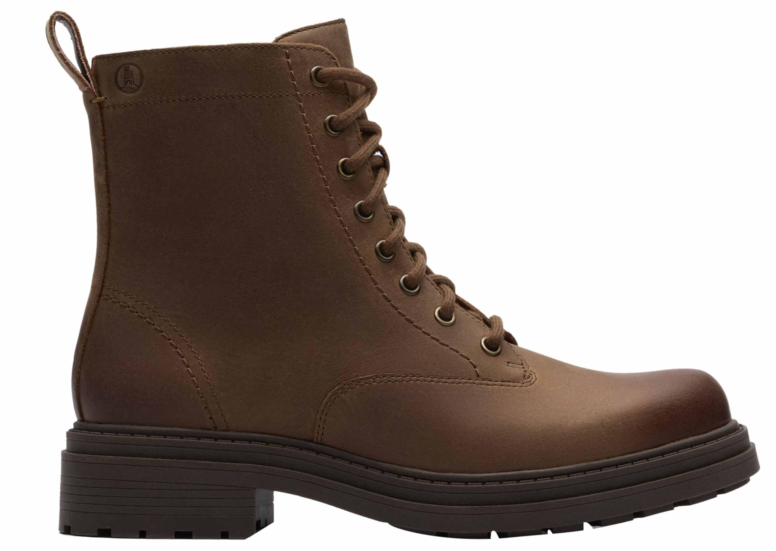Clarks Women's Brown Orinoco 3 Style Walnut Leather Ankle Boots,Lace Up In 7.5-Standard Fit