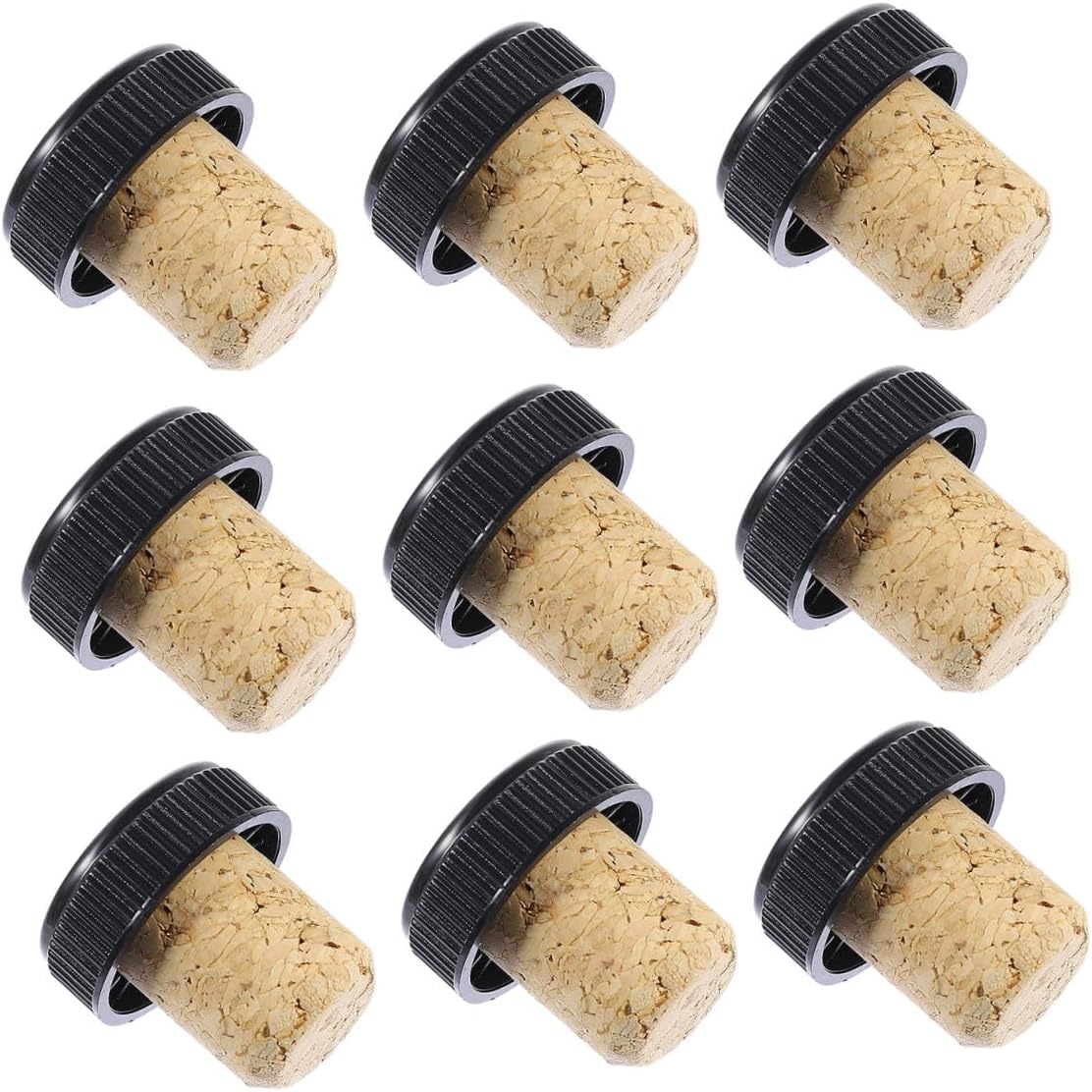 24pcs Wooden Wine Bottle Stoppers, Black T-Shaped Cork Plugs