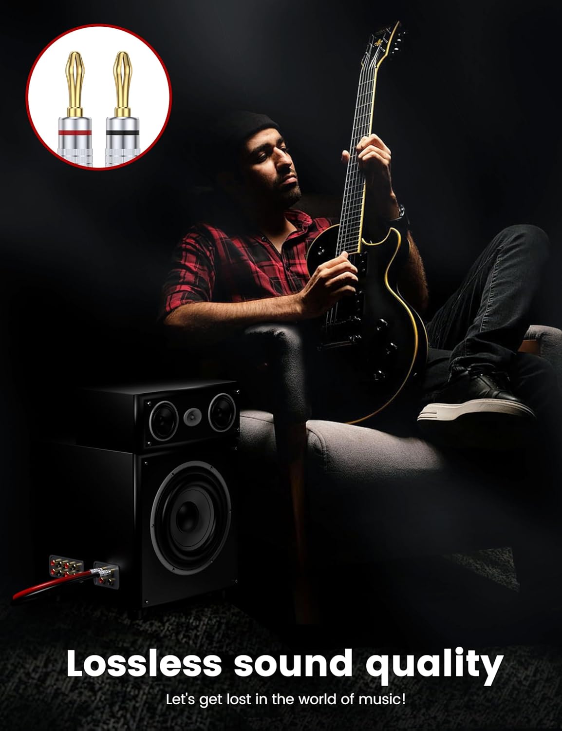 MOSWAG Banana Plugs for Speaker Wire, Brass Speaker Connectors with Dual Set Screws, Black and Red Shell Banana Plugs for Home Theater, A/V Receiver, Amplifiers and Sound Systems(6 Pairs/12 pcs) - Image 6