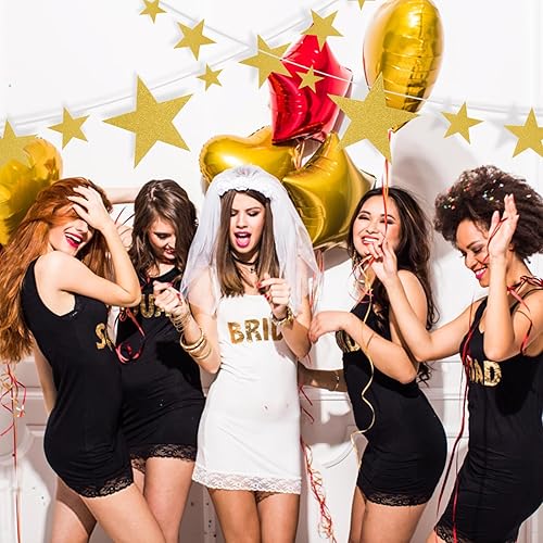 Miniatura 7 de 180 piezas de papel de recorte de estrella con purpurina dorada de cinco estrellas, decoraciones de confeti de estrellas doradas para tablón