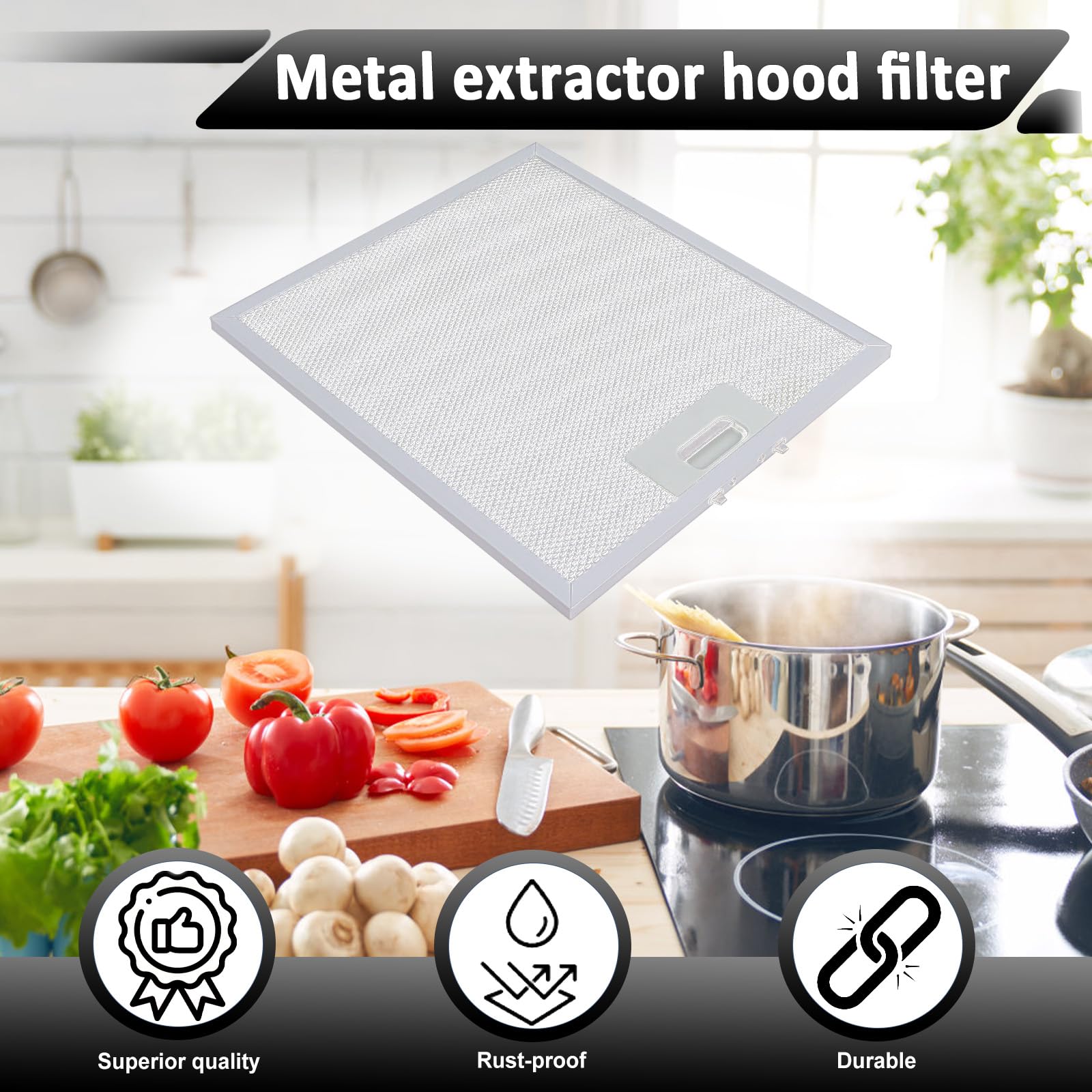 3 Piezas Filtro Campana Extractora 305mm x 267mm Compatible con Elica | Filtro de Grasa Compatible con Elica Campana Extractora de Cocina