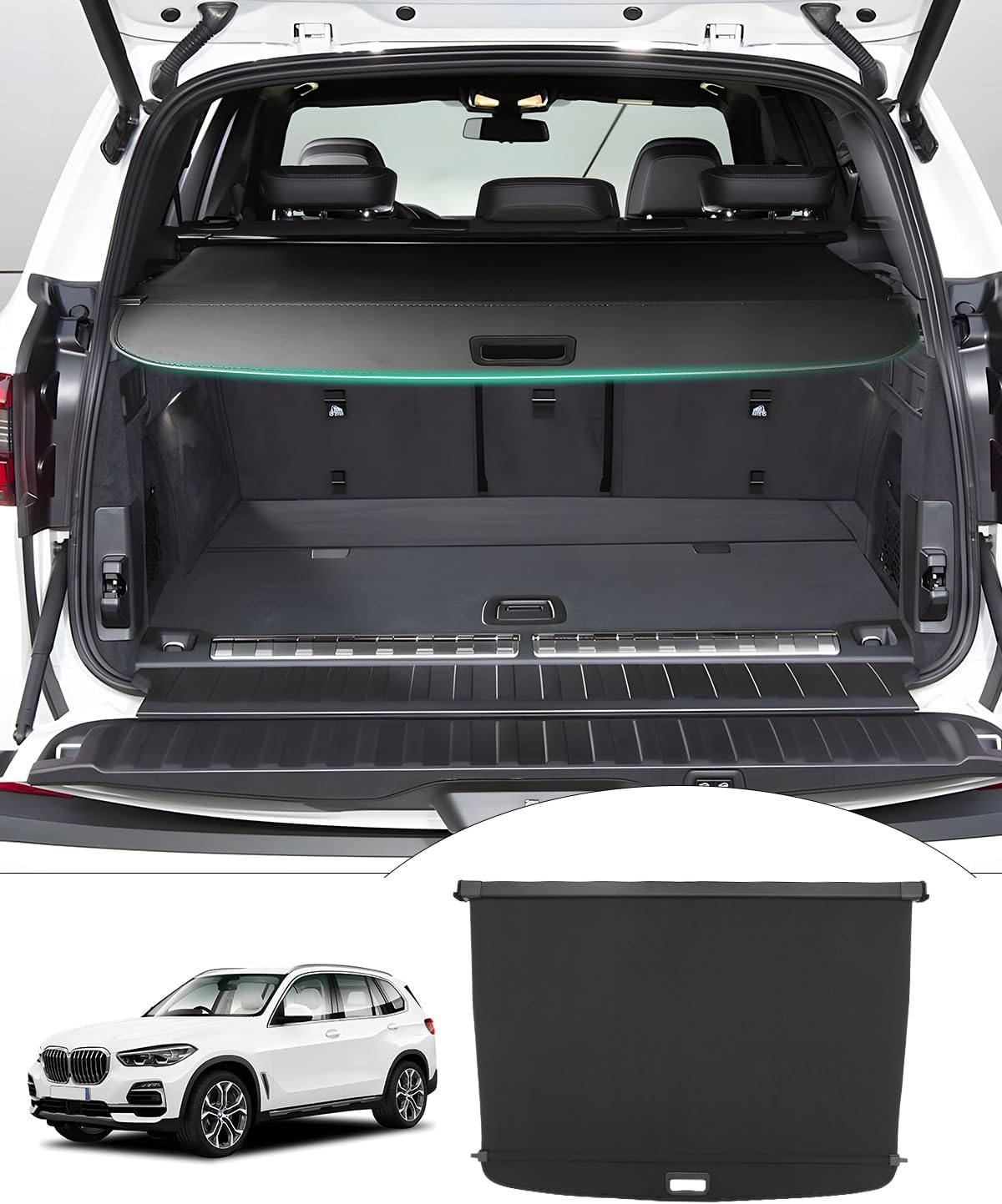 Powerty Cargo Cover for 2019-2025 2026 BMW X5 Trunk Cover Retractable Trunk Shielding Shade X5 Accessories Cargo Luggage Cover Black