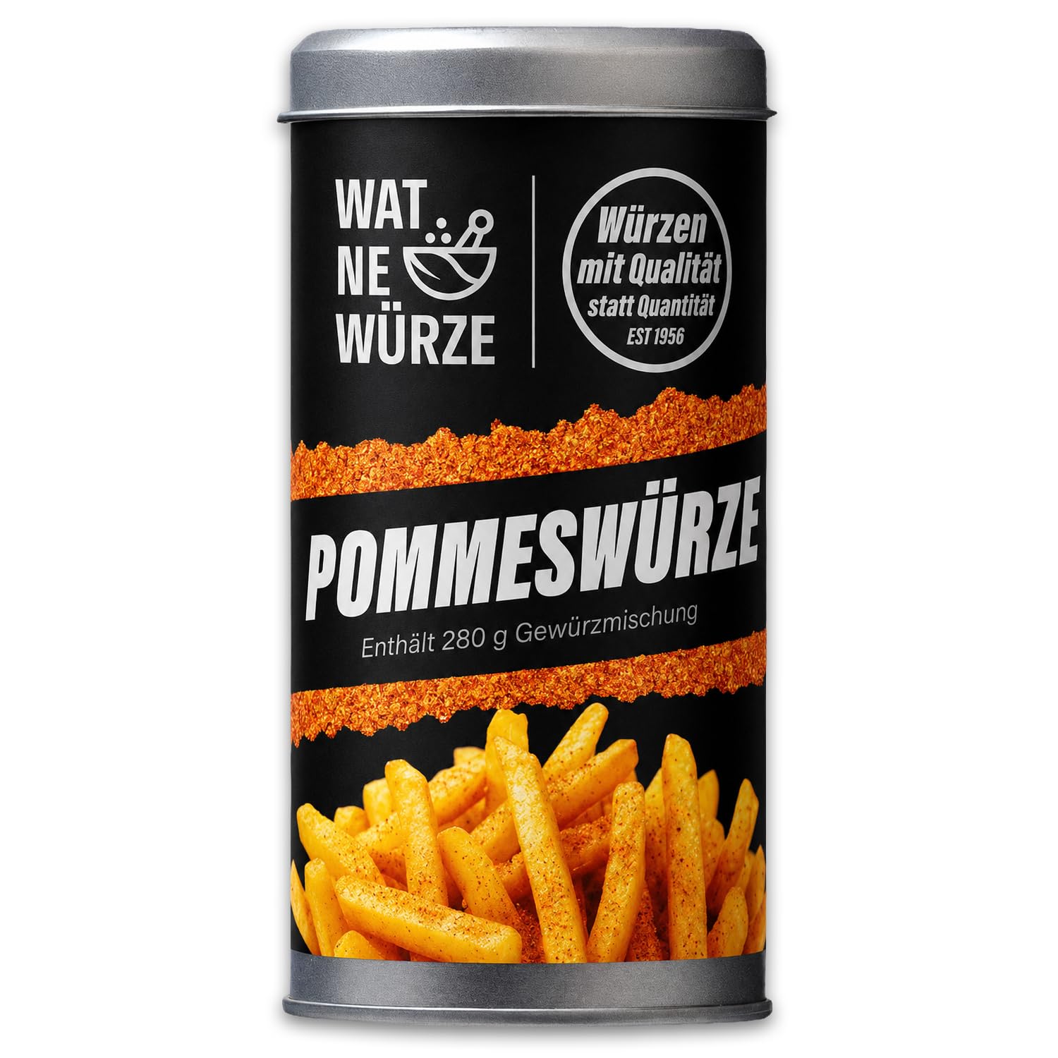 WAT NE WÜRZE Pommes frites Gewürz Salz | Pommessalz wie beim Imbiss | Freibad Pommesgewürzmischung | Auch als Bratkartoffelgewürz und Gewürzsalz für weitere Kartoffelgerichte